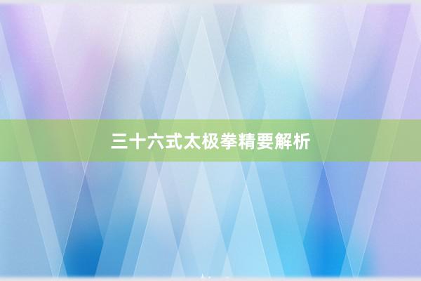 三十六式太极拳精要解析